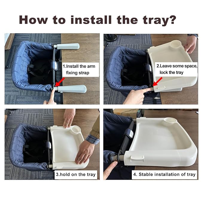 Fast Dining Tray, Indispensable Accessory for Hook on High Chair- Make Meal Easy for Child, Removable Dining Tray - Easy to Carry and Install, Non Slip/Space Saver/Reusable, White