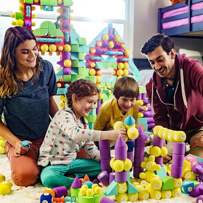 Blockaroo Magnetic Foam Building Blocks - 50-Piece Set, Bath Toys for Toddlers, Preschool Toys, Bathtub Toys, Sensory Toys, Blocks for Toddlers 3-5, Engineering Toys for Kids 3-5, Bath Blocks