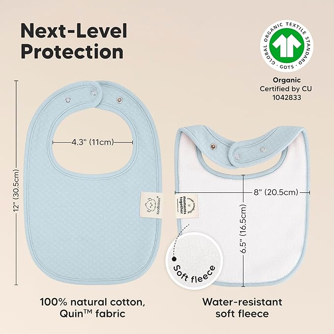 8-Pack Organic Baby Bibs for Girls, Boys - Quilted Cotton Cloth Baby Drool Bibs for Drooling and Teething Toddler, Newborn, Infant, Soft & Super Absorbent (Dawn)