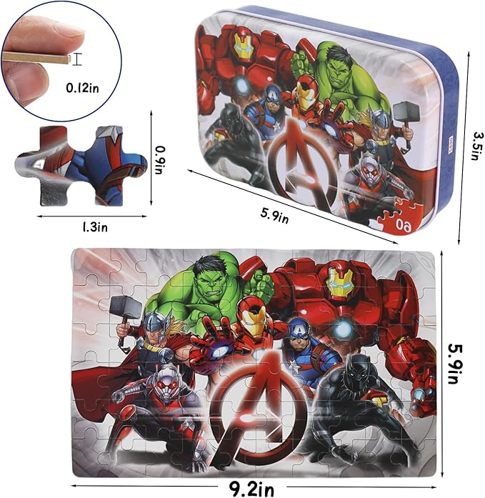 Jigsaw Puzzles for Kids Ages 4-8 in Reusable Metal Box,60 Pieces Puzzle Toys for Children Girls & Boys,Learning Educational Kids Puzzles Toys Preschool Puzzles (0682)