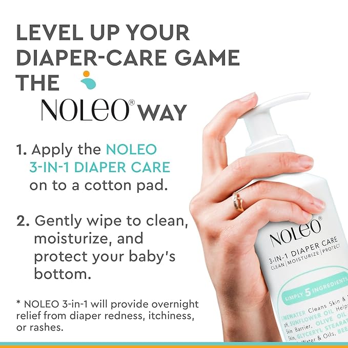 3-in-1 Diaper Care - Baby Cream, Cleanser & Baby Lotion Organic - Diaper Rash Cream - Baby Diaper Rash Ointment - Baby Care Products - Diaper Cream to Clean, Moisturize & Protect Baby Skin, 8 oz