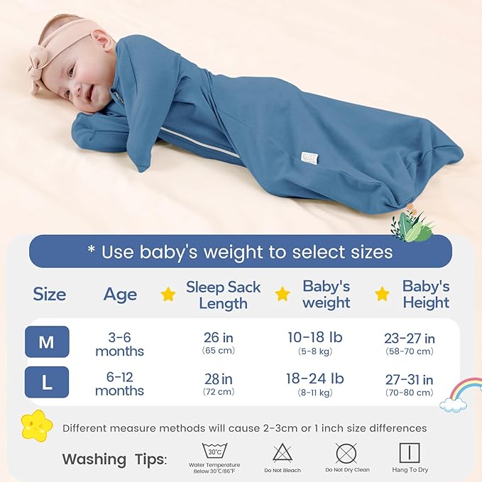 ZIGJOY Shark-Fin Transition Swaddle - 1.0 Tog Baby Sleep Sack Soft Cotton Transitional Swaddle Baby Wearable Blanket
