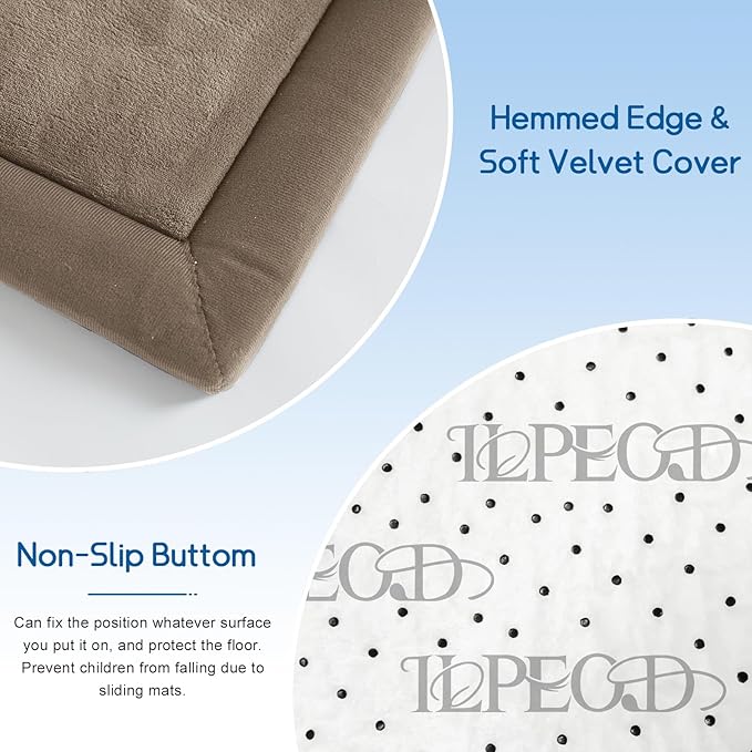 Baby Play Mat for Floor Tummy Time Mat Nursery Muscle Area Rug Playroom Rug Tatami 59"*59" Memory Foam 1.3" Thick Crawling For Babies,Toddlers, Infants, Kids,Floor(Brown)