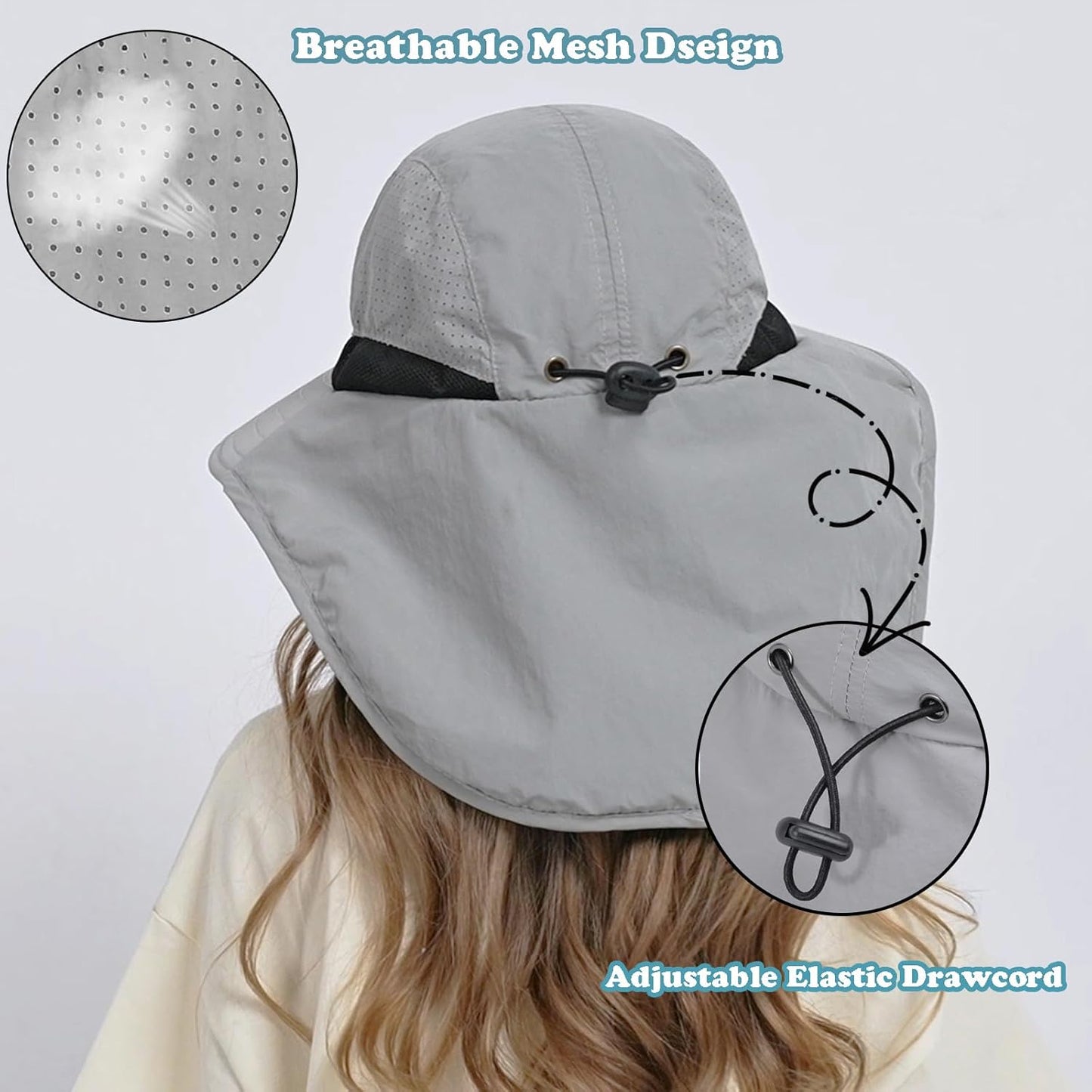 Outdoor Kids Sun Hat with Neck Flap UPF 50+ Quick Dry Beach Hats for Baby Boys Girls Age 2-12 Years Adjustable