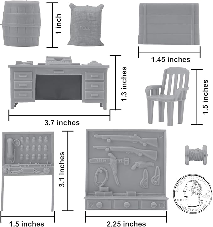 BMC Classic Marx Military Base Camp - 44pc Plastic Army Men Playset Accessories