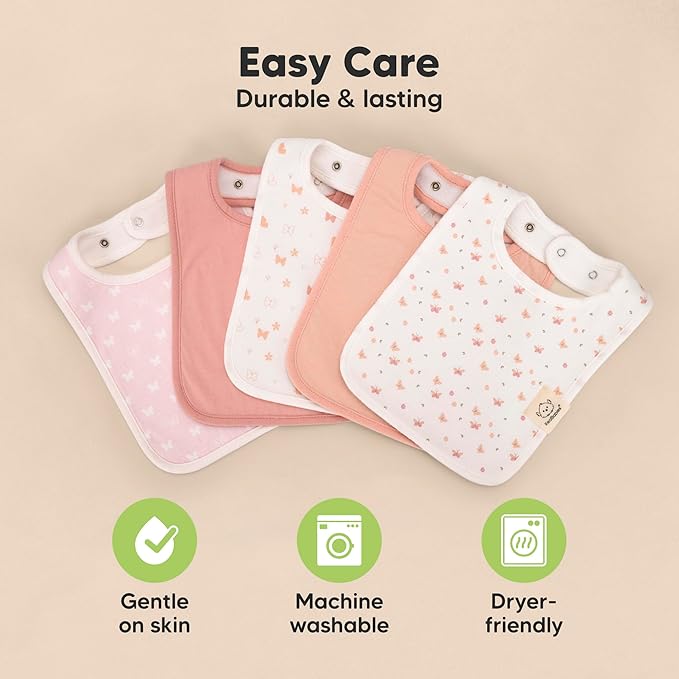 KeaBabies 8-Pack Organic Baby Bibs for Boys, Girls - Super Absorbent Cotton Drool Bibs for Baby Girl & Boy, Teething Toddler, Drooling Newborn, Ultra Soft & Machine Washable (Sweet Charm)