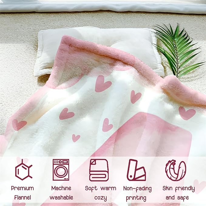Personalized Baby Blanket for Girls, Custom Baby Blanket with Name, Soft Cozy Personalized Name Blankets for Kids, Customized Letters Blanket for Infant Toddler Birthday Christmas