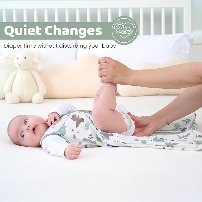 Baby Swaddle Sleep Sack 3-6 Months, Swaddles for Newborns Boy Girl, 3-Way Adjustable Infant Swaddle Wearable Blanket with Zipper & Detachable Wrap, 2 Pack Soft Snug Green Dinosaur