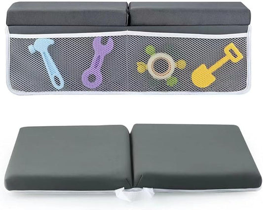 PandaEar Comfortable Baby Bath Kneeler and Elbow Rest Pad Set, Non-Slip Bathtub Kneeling Pad for Bathing Baby Tub Knee Mat, Bath Pad for Tub, Bath Tub Cushion Mat with Toy Organizer Storage Pockets