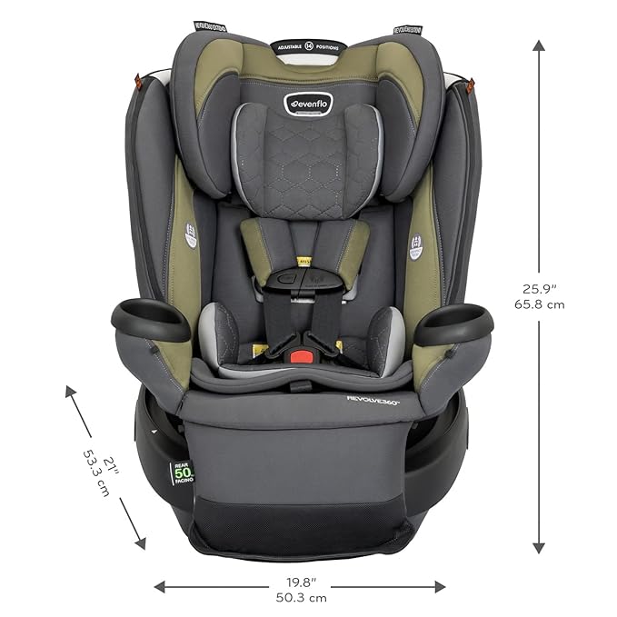 Evenflo Revolve360 Extend Convertible Car Seat with 360 Degree Rotation, Extended Rear-Facing, Forward-Facing, Booster Mode, and Secure Latch Install, Rockland Green