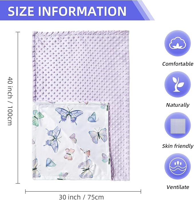 iEvolve Baby Nursery Bed Blankets Ultra Soft Double Layer Mini Blanket Minky Blanket Receiving Blankets Shower Gifts(30"*40",Butterfly)