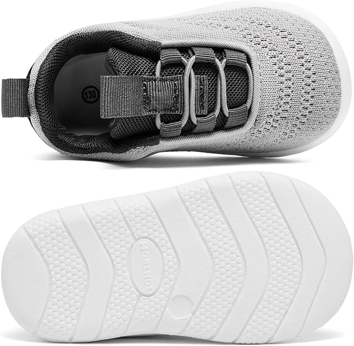 MORENDL Toddler Slip On Sneakers Baby Walking Shoes Non-Slip Breathable Unisex Pink Mesh Lace-Up Athletic Sneakers Infant Running Shoes