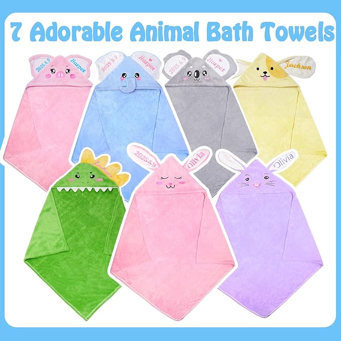 Custom Hooded Bath Towel with Name, Personalized Highly Absorbent Bunny Towels, Baby Bath Towels for Girls Boys, Brithday for Baby, Toddler, Newborn (Koala-Grey)