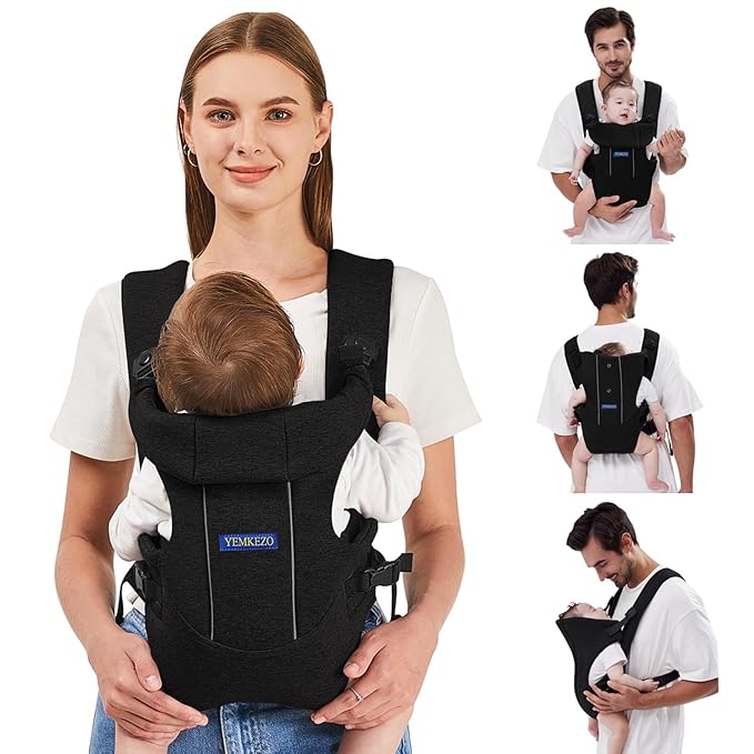 Baby Carrier, Baby Carrier Newborn to Toddler, Ergonomic Newborn Carrier, Easily Adjustable Toddler Carrier, Lightweight Infant Carrier (Cloth,Black)