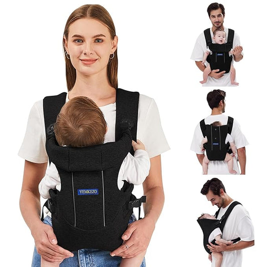 Baby Carrier, Baby Carrier Newborn to Toddler, Ergonomic Newborn Carrier, Easily Adjustable Toddler Carrier, Lightweight Infant Carrier (Cloth,Black)