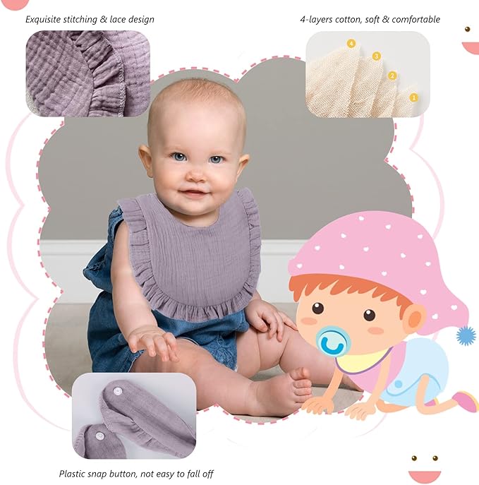 Baby Bibs Muslin Drool Teething Drooling Bibs for Baby Girl Boy Muslin Cotton