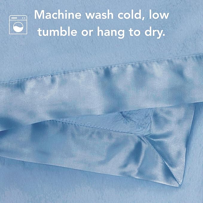 Little Giraffe Baby Blanket - Luxe Soft Blanket with Satin Trim - Baby Stroller Blanket - Newborn Baby Essentials & Baby Gifts - 29x35" - Cornflower