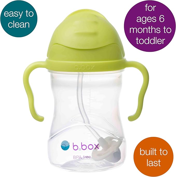 b.box Sippy Cup with Weighted Straw. Drink from any Angle, Leak Proof, Spill Proof, Easy Grip. BPA Free, Dishwasher Safe. For Babies 6m+ to Toddlers (Pineapple, 8oz)