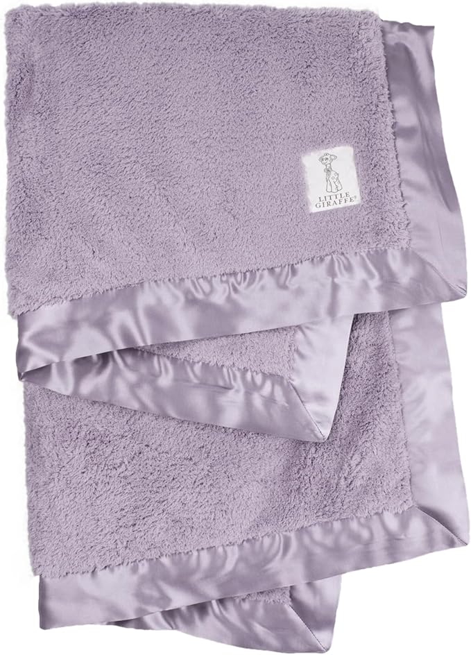 Little Giraffe Chenille Baby Blanket – 29x35” Soft Chenille with Satin Trim, Lavender - Ultra-Soft, Gentle & Safe, Lightweight & Breathable - Ideal for Newborns & Toddlers