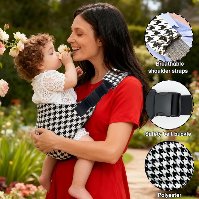 Baby Sling Carrier Adjustable Baby Sling 2025 Upgraded Toddler Sling Comfortable Baby Wrap Carriers Ergonomic-Designed, Travel Friendly Carrying 10-45 Lbs Blackwhite