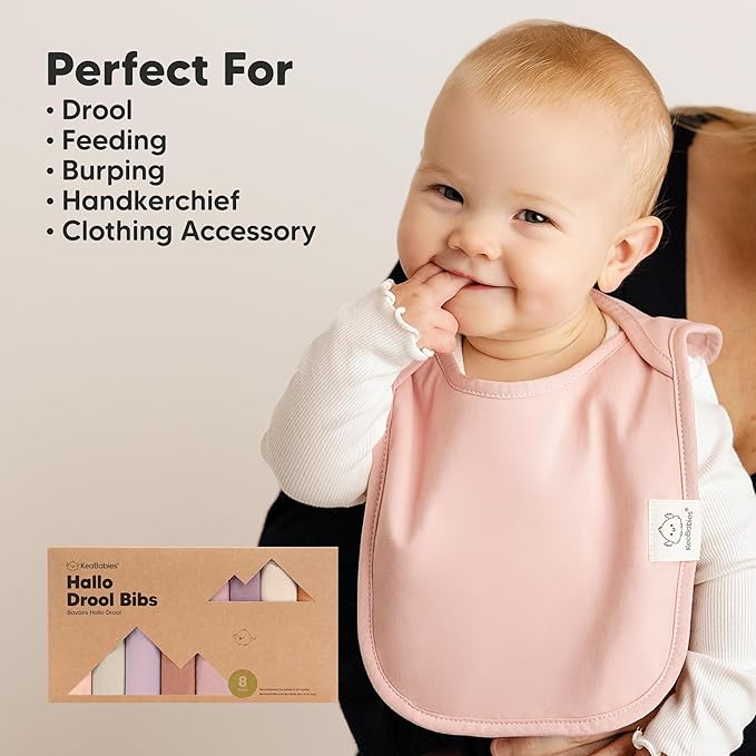 8-Pack Baby Bibs for Boys, Girls - Pullover Bibs for Drooling Teething Baby Girl & Boy Toddler, Newborn, Soft & Absorbent, Cute Colors, Large Torso Coverage Keep Infant Clean & Dry (Mauve)