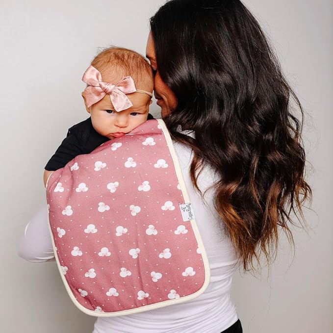 Baby Burp Cloth Large 21''x10'' Size Premium Absorbent Triple Layer 3-Pack Gift Set "Minnie Mouse" by Copper Pearl