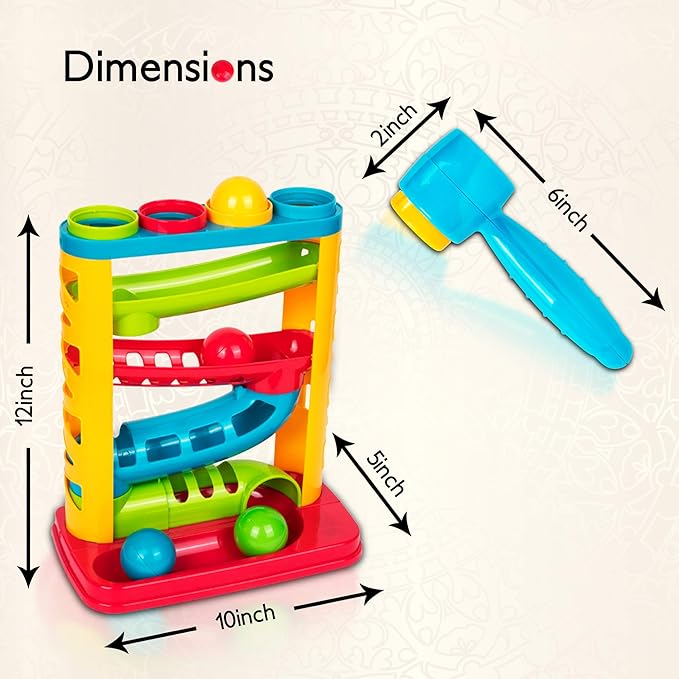 Durable Pound A Ball Toys for Toddler, Stacking, Learning, Active, Early Developmental Hammer Montessori Toys, Fun Gifts for Boy & Girl - STEM Educational Toy - Great Birthday Gift Ages 1 2 3