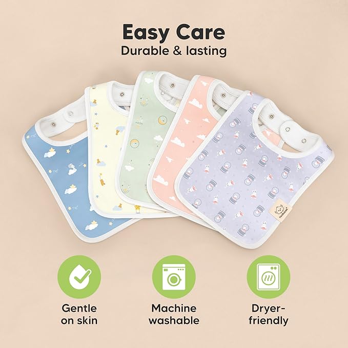 KeaBabies 8-Pack Organic Baby Bibs for Boys, Girls - Super Absorbent Cotton Drool Bibs for Baby Girl & Boy, Teething Toddler, Drooling Newborn, Ultra Soft & Machine Washable (Dreamers)