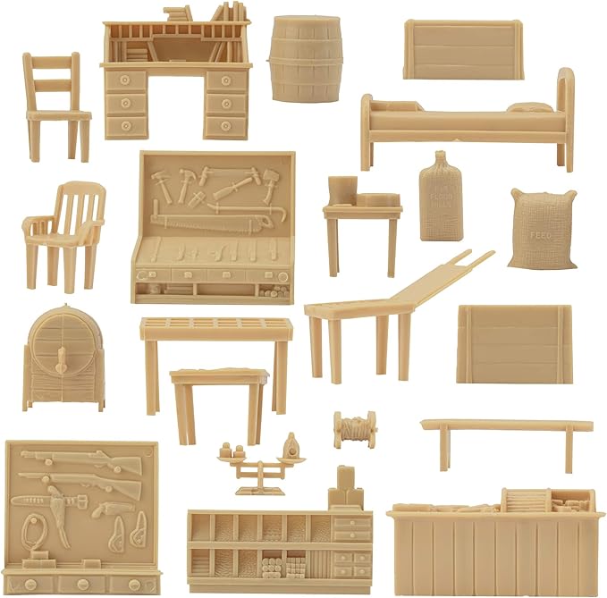 BMC Classic Marx Military Base Camp - 44pc Plastic Army Men Playset Accessories