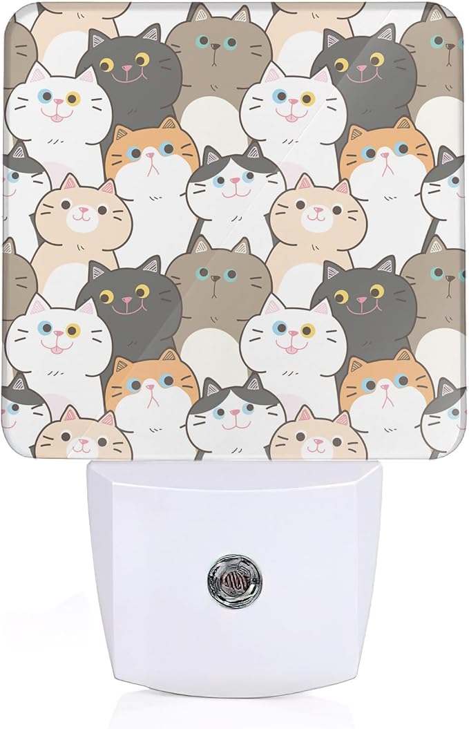 Cute Cats Night Light with Dusk to Dawn Light Sensors, Plug-in Wall Led Night Lights, Energy Efficient Lamp for Bedroom/Bathroom/Kitchen/Hallway/Stairs