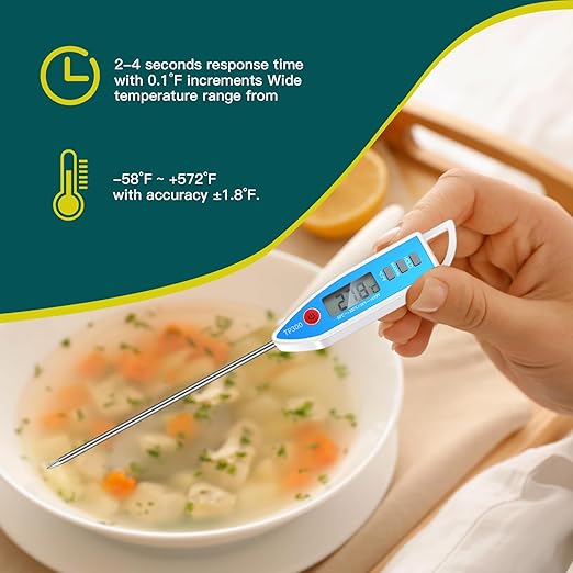 10 Set Waterproof Food Thermometer for Water, Liquid, Candle and Cooking Digital Meat Thermometer with Long Probe Instant Read for Kitchen BBQ Grill Candy (White)