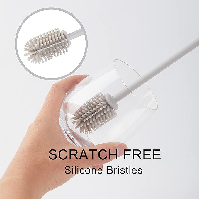 Silicone Bottle Brush,Bottle Cleaning Brush,Long Handle,Flexible and Bendable Kitchen Cleaner Brush for Narrow Neck Containers,Water Cup,Baby Bottles,Sports Bottle,Glassware