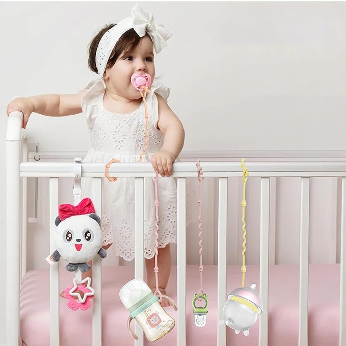 RTMOK Toy Straps for Baby,Silicone Setpacifier Clip,Applies to Car Seat Toy,Teether Toy,High Chair,Stroller Accessories,Baby Toy Clips,Cribs,Rocking Chair ﻿