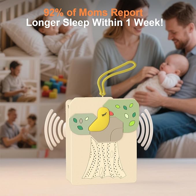 Sound Machine for Baby Soother,AI Cry Detection & Auto-Soothing,Parent-Voice Comfort,13 Soothing White Noise Machine,Record,Timer and Night Light, Ideal for Newborns,Sleeping Soother, Meditation