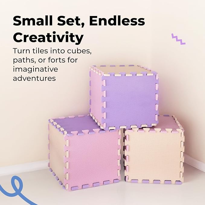 MioTetto Baby Play Mat, Comfortable Tummy Time Mat – Portable Foam Floor Tiles, Safe baby mat for floor for Crawling & Development, Soft play mat for babies 0-6 months, Stylish interlocking foam tiles