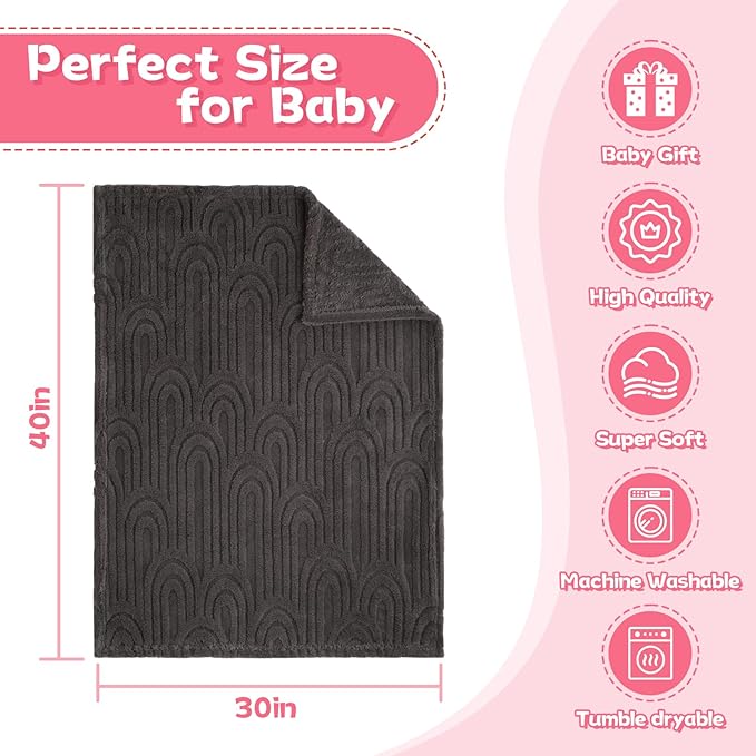 Ultra Soft Fleece Baby Blanket,Swaddle & Receiving Blankets for Newborn Infant, Lightweight Breathable Nursery Nap Blanket for Crib Stroller, for Boys & Girls Rainbow 30"x40" Gray