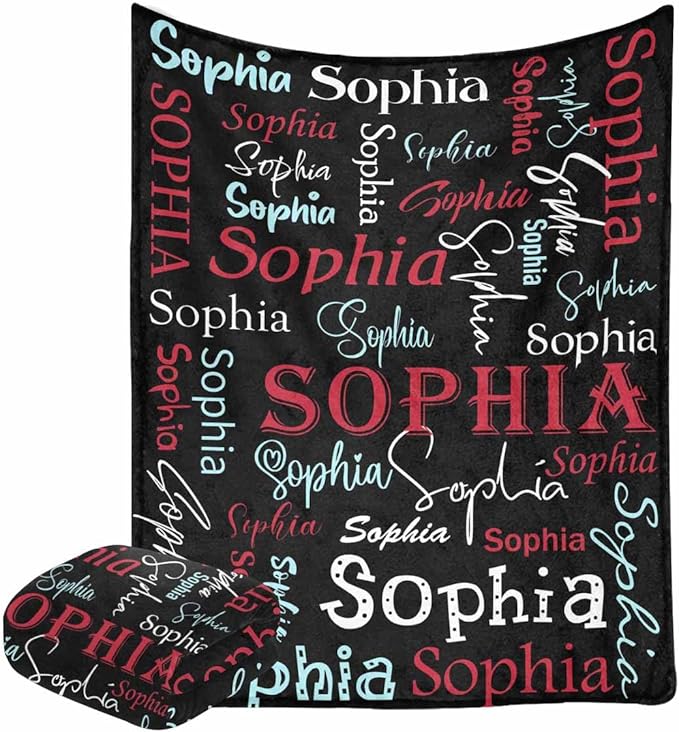 InterestPrint Personalized Baby Blankets with Name, Newborn Baby Girl Gifts Colorful Custom Baby Name Blanket Baby Gifts for Newborn Baby Shower Customized Pink Blanket for Baby Girl