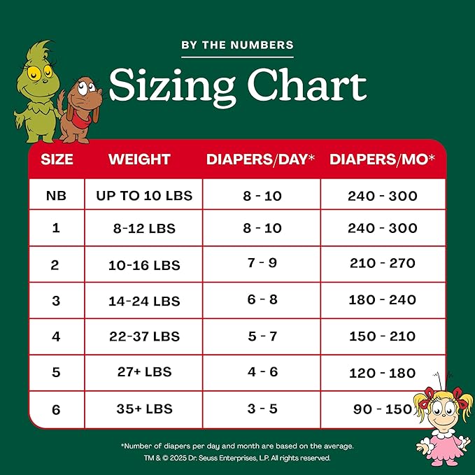 Hello Bello Dr. Seuss Baby Grinch Premium Diapers, Size 3 (14-24 lbs), 66ct Plus Bonus Wipes: Softness & Protection for Sensitive Skin