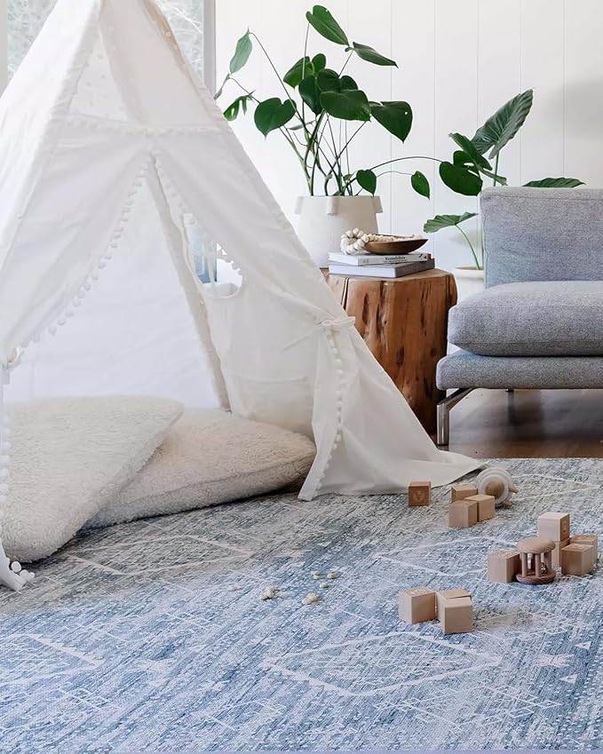 House of Noa Baby Play Mat – 4x8 Indigo Ula – Set of 8 Tiles – Cushioned EVA Foam Play Mat for Floor, Soft Interlocking Baby Crawling Mats for Hard Floors