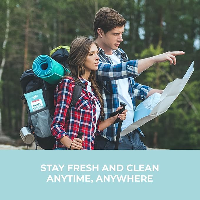 Body Wipes XL Shower Wipes Body Wipe for Adults Bathing, Traveling, Camping, Gym, Car, Elderly, Bedridden - Bath Wipe - Disposable Washcloths for Adults No Rinse