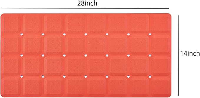 Foldable Non Slip Silicon Bath Mat Bathtub mat Shower mats no Suction Cups for Textured Tub and Reglazed Tub(Foldable-Red, 28-inch x 14-inch)