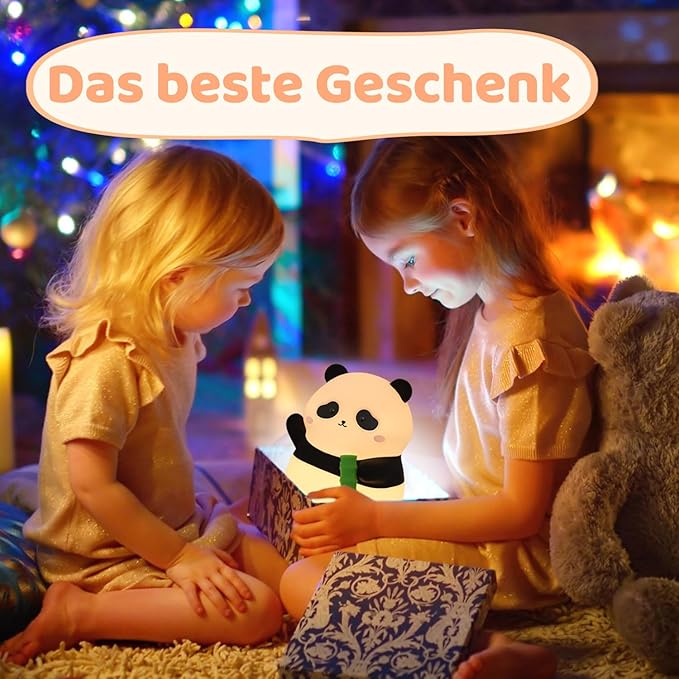Cute Panda Silicone Night Light, LED Squishy Lamp with 12H/50H Long Battery Life, 2 Levels Brightness by Tap Control, Rechargeable Soft Light for, Kids Bedroom Decor & Gifts for Boys Girls