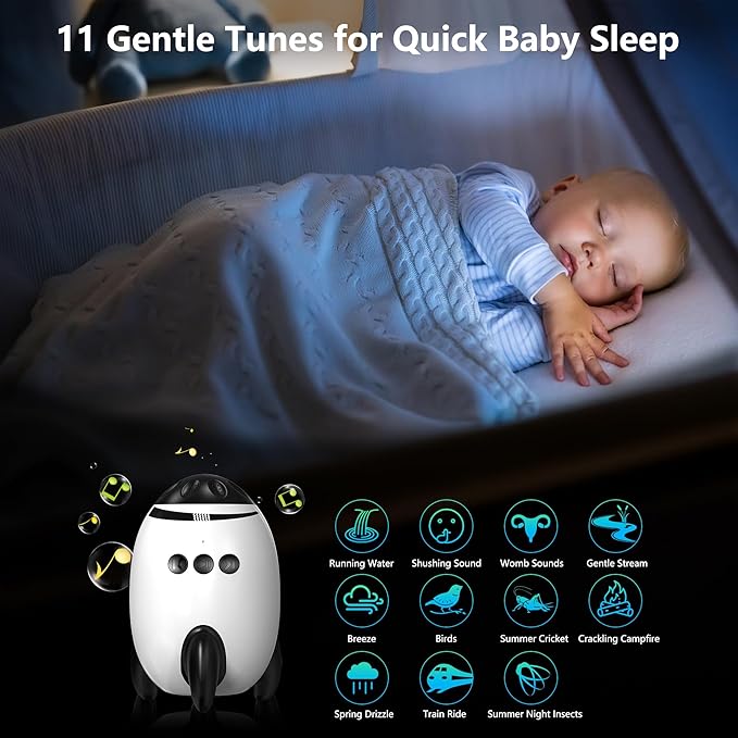 QNHMPW Baby Rocker, Baby Vibrating Soother Gently Rocks Any Stroller or Pram, White Noise Sound Machine Baby with 11 Sounds, Adjustable Speed, Baby Sleep Aid Newborn Essentials Must Haves Gifts