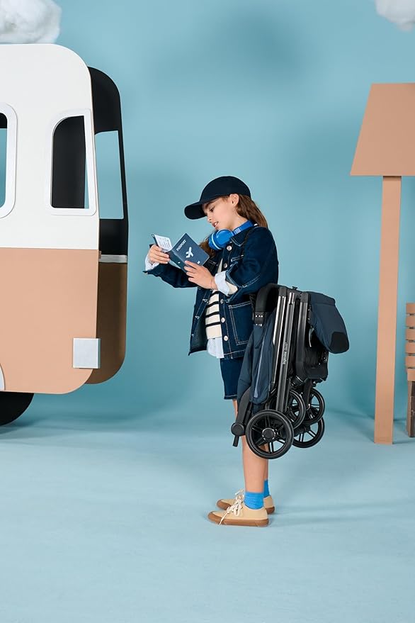 Inglesina Quid³ Stroller, Astral Blue - Compact Reclining Travel Stroller for Baby & Toddler 0-55 lbs, One Hand fold, Car seat Compatible, Airplane Overhead, Lightweight, Foldable, XL UPF 50+ Canopy