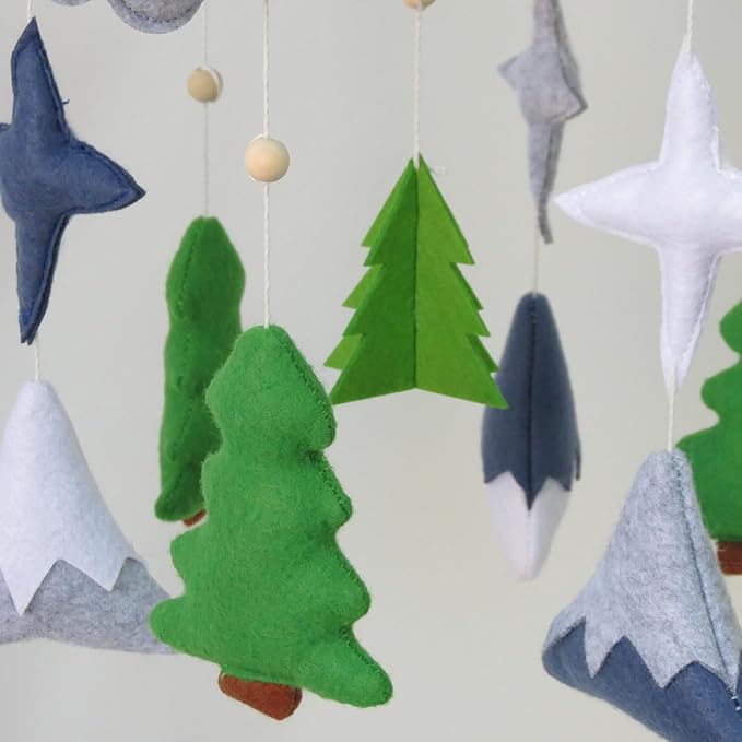 Woodland Mobile for Crib, Forest Crib Mobile for Boys & Girls, Woodland Crib Mobile with Trees, Forest Baby Mobile for Crib, Nursery Baby Mobile