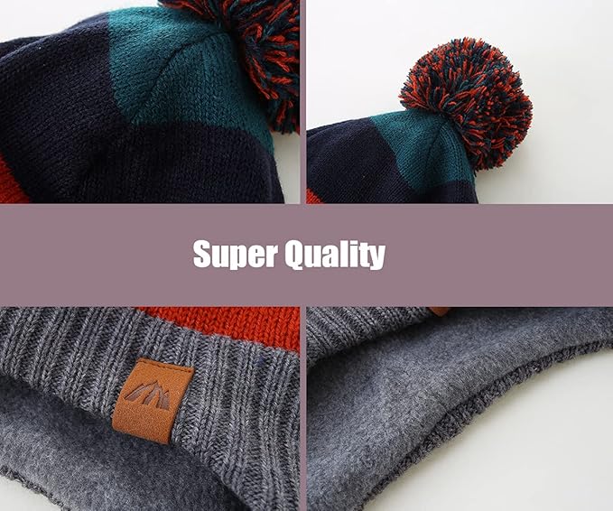 LMLALML Boys Winter Hat Earflap Knitted Beanie for Kids Warm Fleece Lined Thicken Hat for Baby