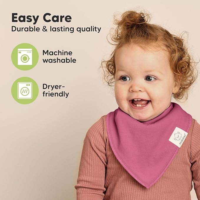 8-Pack Organic Baby Bandana Bibs for Girls - Super Absorbent Triangle Baby Bibs for Drooling and Teething Infant, 100% Cotton Extra Soft for Newborn, Infant 0-36 Months (Lilac)