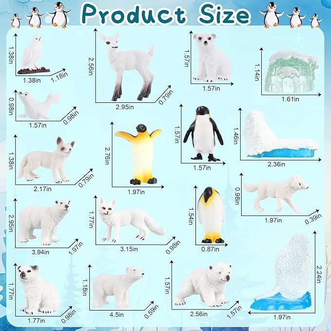 Polar Animals School Projects Set Diorama Supplies Kit Figurine Toys Model Diorama Project Set Educational Toys Birthday Gifts Decorations