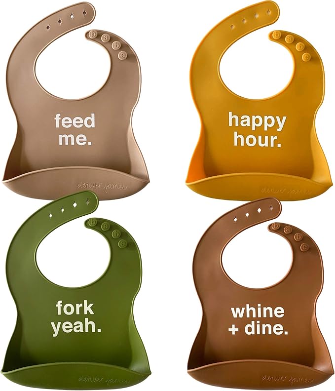 Denver James Silicone Feeding Bibs | Dishwasher Safe. Waterproof. Adjustable.