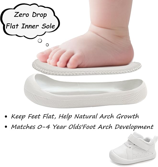 Wide Baby Shoes Boys Girls Zero Drop Barefoot Infant First Walkers Lightweight Soft Nonslip High Top Toddler Sneakers for 6-24 Months